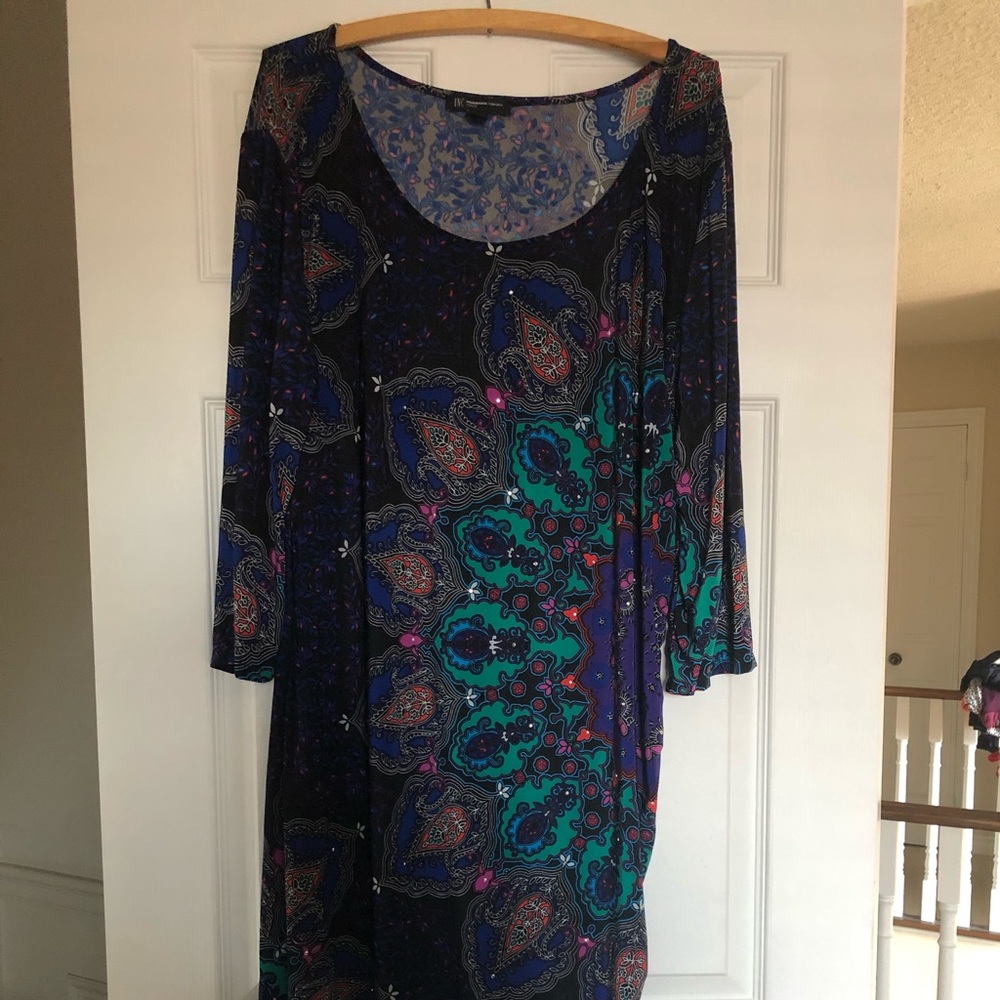 Colourful asymmetrical pattern dress